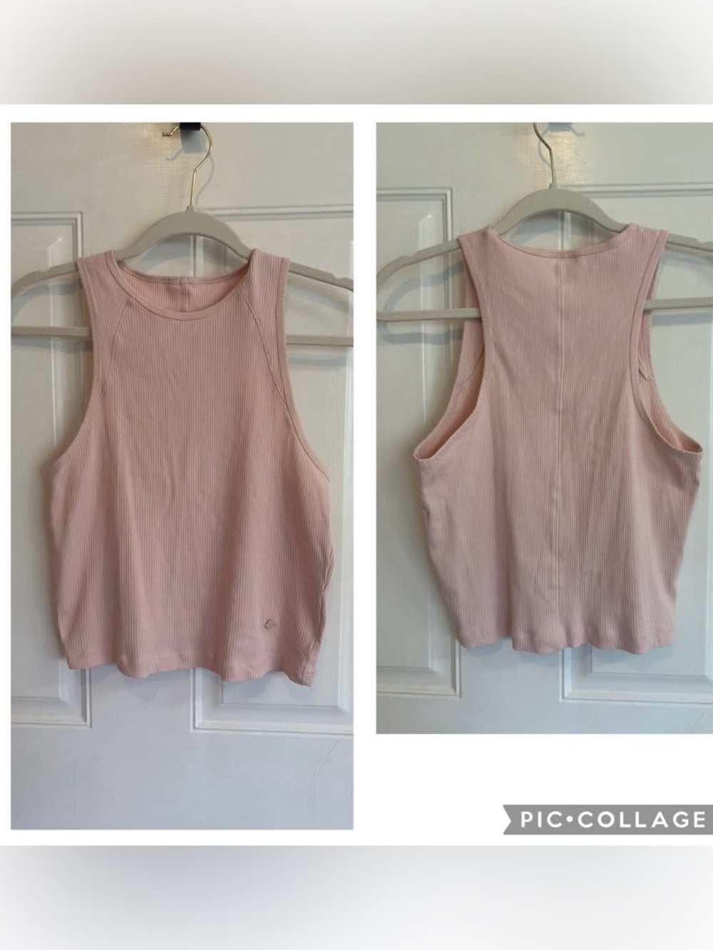 Med Solid GymShark Misty Pink Cotton Rib Midi sleeveless Tank.